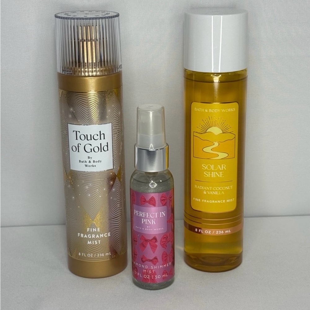 Bath & Body Works Gold & Pink Shimmer Mist Trio